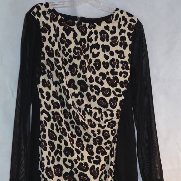Ann Klein Leopard Print Dress Zipper Back SZ 14 - Picture 3 of 7